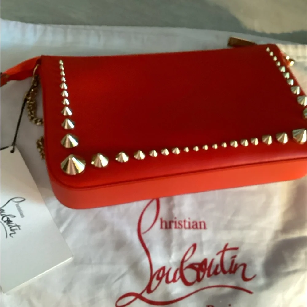 Red Christian Loubationl Studded Women's Bag